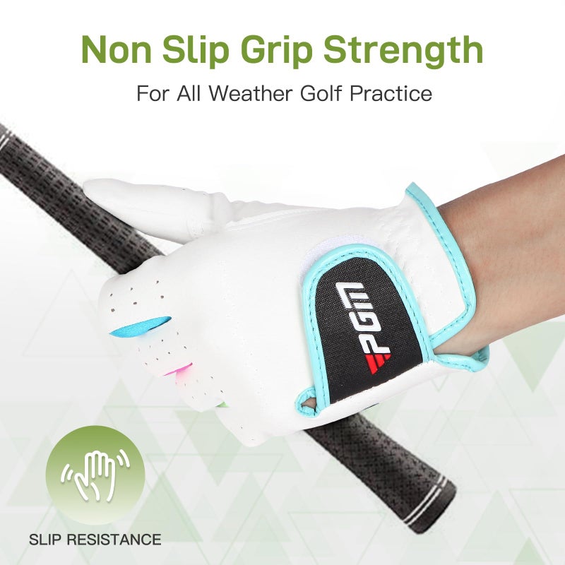 PGM Kids Youth Junior Toddler Boys Girls Golf Gloves Microfiber Synthetic Gloves for Left Hand Right Hand Golf Gloves Extra Value 1 Pair White Pink Age 3-12 (White, Small) - Image 3